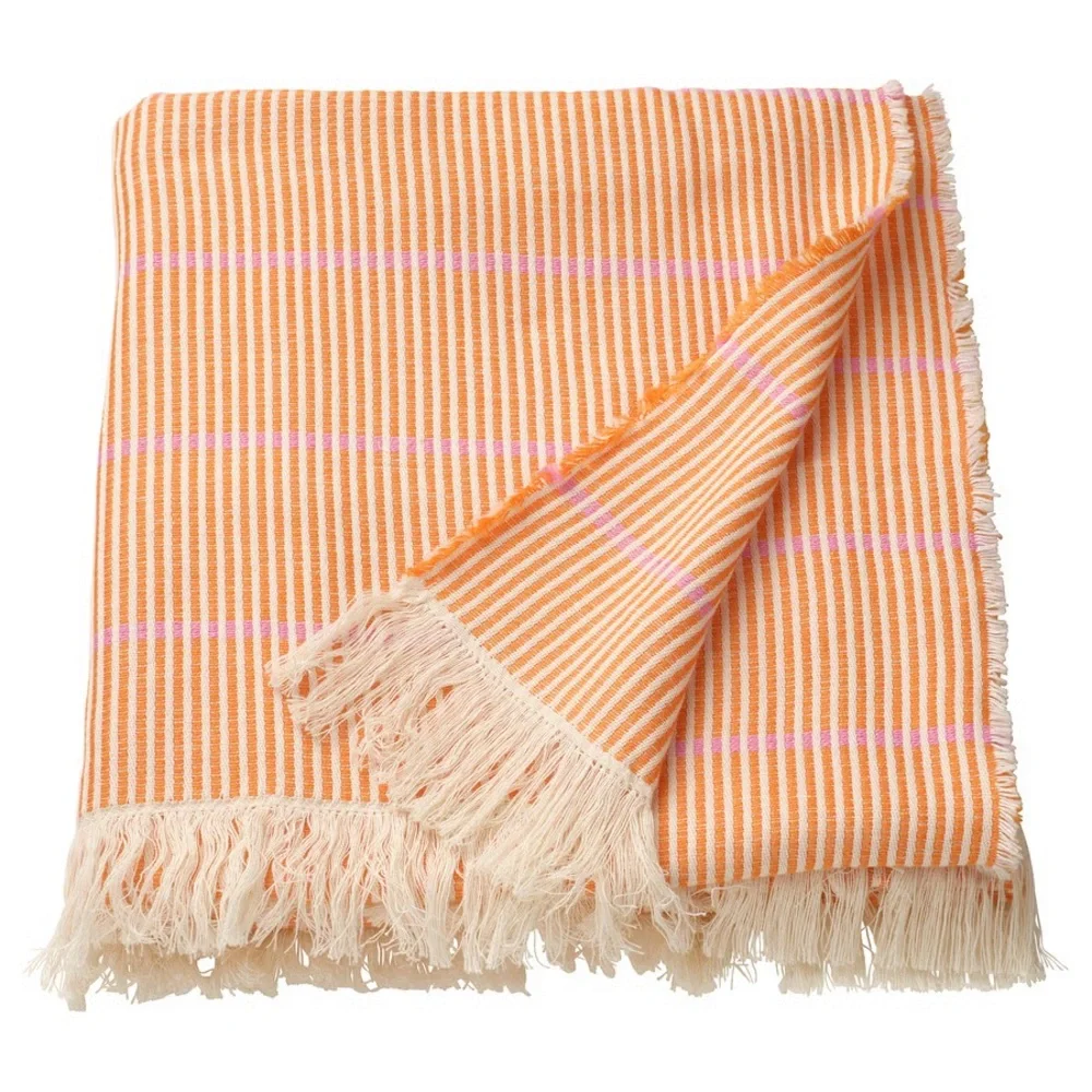 NWT IKEA Orange and Pink Striped Throw - 51” x 67”
